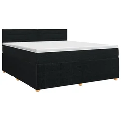 vidaXL Postelja boxspring z vzmetnico Črna 140 x 190 cm Blago
