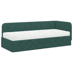 Vidaxl Kotna postelja Temno zelena 80 x 200 cm Žamet