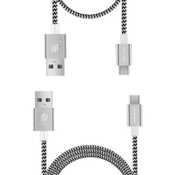 Dux Ducis K-TWO mikro USB kabla 1m + 0,2m srebrna
