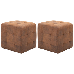 vidaXL Tabure 2 kosa rjav 30x30x30 cm umetno usnje semiš