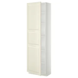 METOD Visoka omara s policami, bela/Bodbyn krem bela, 60x37x200 cm