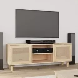 TV ormarić smeđi 105 x 30 x 40cm od borovine i prirodnog ratana