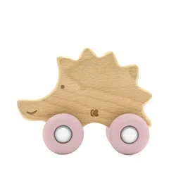 KikkaBoo Drvena igračka sa silikonskom glodalicom Hedgehog Pink (KKB10243)