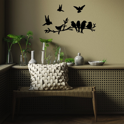 Wallity Set zidnih dekoracija Bird Community,, 1.5 mm, 4 komada, Crna