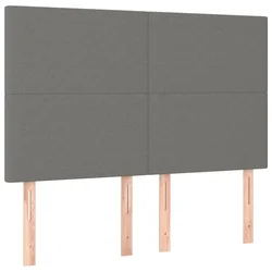 Vidaxl Vzglavje postelje temno sivo 144x5x118/128 cm blago