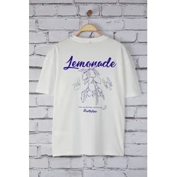 Trendyol White Oversize/Wide Cut Lemon Printed 100% Cotton T-Shirt