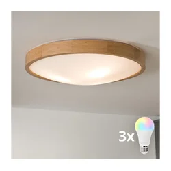 Brilagi-LED RGBW prigušiva stropno svetlo CARVALHO SLIM 3xE27/15W/230V Wi-Fi hrast preč. 47