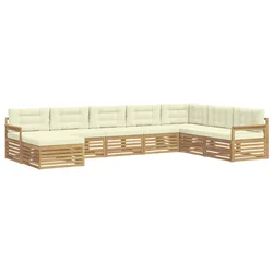 Set vanjskih sofa 8 kom. Bijela i krem Čvrsto drvo akacije