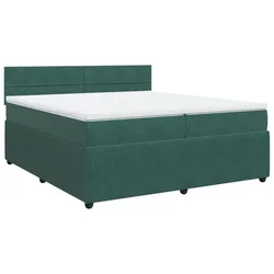 Vidaxl Box spring postelja z vzmetnico temno zelena 200x200 cm žamet