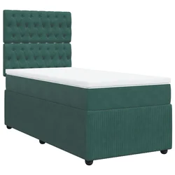Vidaxl Box spring postelja z vzmetnico temno zelen 90x190 cm žamet