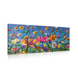 Slika barvite cvetlice na travniku - 120x60