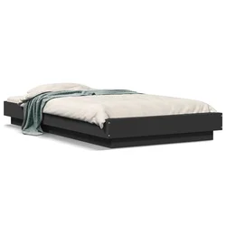 Okvir za krevet s LED svjetlima crni 100 x 200 cm drveni