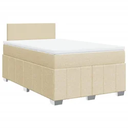 Vidaxl Box spring postelja z vzmetnico krem 120x200 cm blago