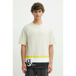 Pamučna majica Karl Lagerfeld Jeans za muškarce, boja: bež, s tiskom, 245D1702