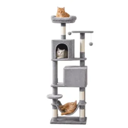 SpringCat Penjalica i grebalica za mačke Dvorac 155 cm, Siva