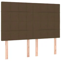 Vidaxl Vzglavje postelje temno rjavo 144x5x118/128 cm blago
