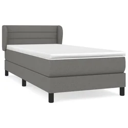 Vidaxl Box spring postelja z vzmetnico temno siva 100x200 cm blago