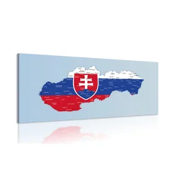Slika zemljevid Slovaške z državnim grbom - 60x30