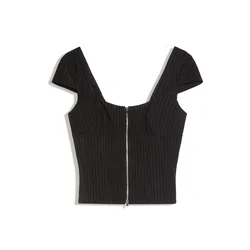 Bershka Top temno siva/črna
