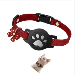 INF Adjustable Reflective Cat Collar with Silicone AirTag Holder, Waterproof Red, (5000214737)