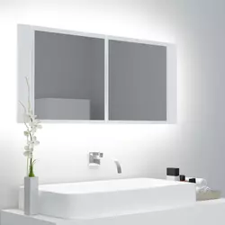 LED kupaonski ormarić s ogledalom bijeli 100x12x45 cm akrilni