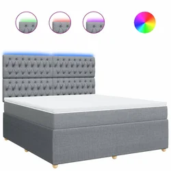 Vidaxl Box spring postelja z vzmetnico svetlo siva 180x200 cm blago