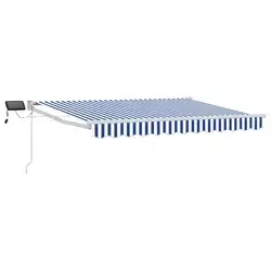 Ručna zlačivna tenda s LED diodama Plava i bijela 2,5 x 2 m