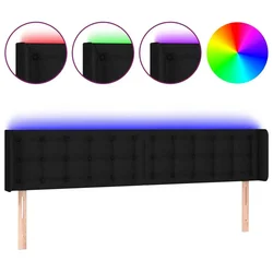 Vidaxl LED posteljno vzglavje črno 203x16x78/88 cm blago