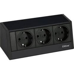 Element vtičnice EVOline R-Dock 3xSchuko, črn