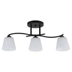 Mitea M11028-3 plafonski luster sa 3 bela staklena abažura, crni, 3xE27