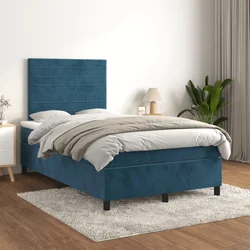 shumee Box spring postelja z vzmetnico temno modra 120x200 cm žamet