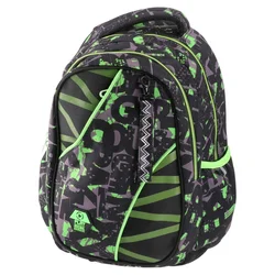 Play Školski ranac za dečake Green lines Apollo 253, 41x31x21cm, Crno - zeleni