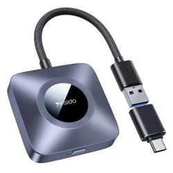 USB-A v USB-C OTG adapter Yesido KM23 Bluetooth V5.0, 1080P - grey