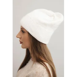 Kesi Womens winter hat with wool and delicate embellishment white