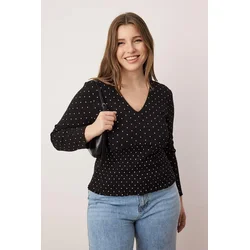 Trendyol Curve Ženska bluza Tbbaw26Af00052, Crna