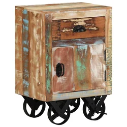 Vidaxl Nočna omarica s kolesi 40x30x57 cm trden predelan les