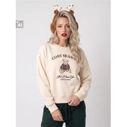 Sinsay - Crewneck duks sa pamukom - nude džins