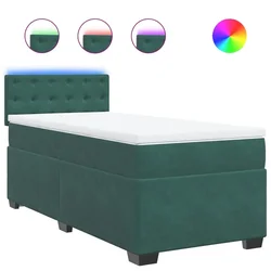 Vidaxl Box spring postelja z vzmetnico temno zelen 90x190 cm žamet