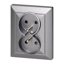 Podometna dvojna vtičnica 2x2P+E Pearl, 16A, 250V, PT-6 P, antracit