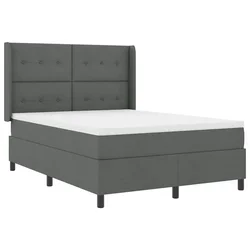 Vidaxl LED Box Spring Postelja Temno siva 140 x 190 cm blago