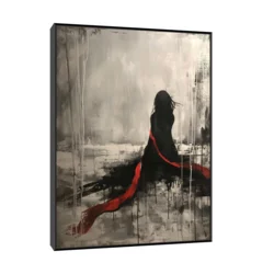 Canvas Slika na platnu Crveni šal, 60x80cm, Sa ramom, Crni