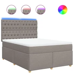 Vidaxl Box spring postelja z vzmetnico taupe 140x200 cm blago