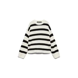 VERO MODA Pulover VMLEA črna / bela
