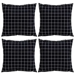 Jastučići za raspršenje Kockasto 4 pcs Crna Karirana 60 x 60 cm