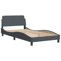 Vidaxl Posteljni okvir Dover temno siv 100x200 cm žamet
