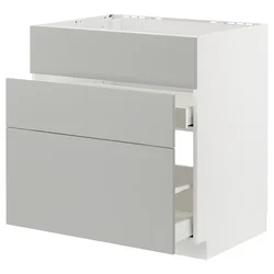 METOD / MAXIMERA Pod.element sudop. i 3front/2fioke, bela/Havstorp svetlosiva, 80x60 cm