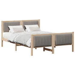 Vidaxl Kovinska posteljna konstrukcija Rjava in taupe 140 x 190 cm