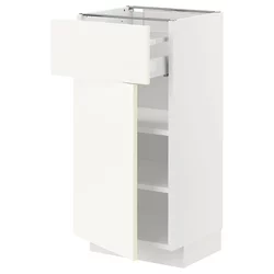 METOD / MAXIMERA Podni element s fiokom/vratima, bela/Vallstena bela, 40x37 cm
