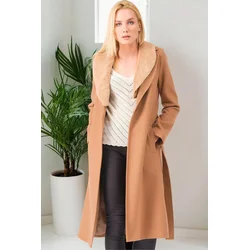 Z6671 DEWBERRY LADIES COAT-PLAIN CAMEL
