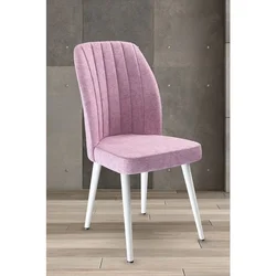 Hanah Home set trpezarijskih stolica Platinum 6 kom, roze tkanina Jerry, bele metalne noge